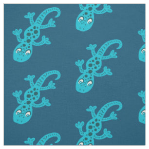 Blaue Eidechsegecko-Clipart-Illustration auf Blau Stoff