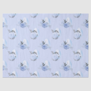Blaue Eier und Blume auf der Blue Decoupage Seidenpapier