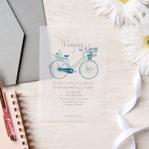 Blaue einfache Fahrrad-Hochzeitseinladung