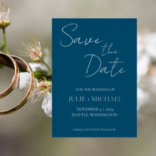 Blaue einfache Hochzeit Save the Date Karte im Tea