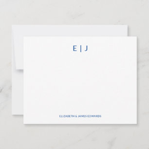Blaue einfache minimalistische Anfangsbuchstaben e Mitteilungskarte