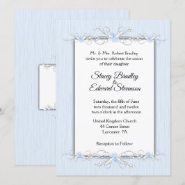 Blaue Einfachheit Traditionelle Hochzeitseinladung Einladung