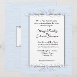 Blaue Einfachheit Traditionelle Hochzeitseinladung Einladung