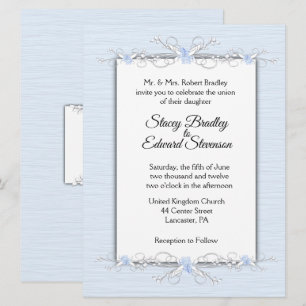 Blaue Einfachheit Traditionelle Hochzeitseinladung Einladung