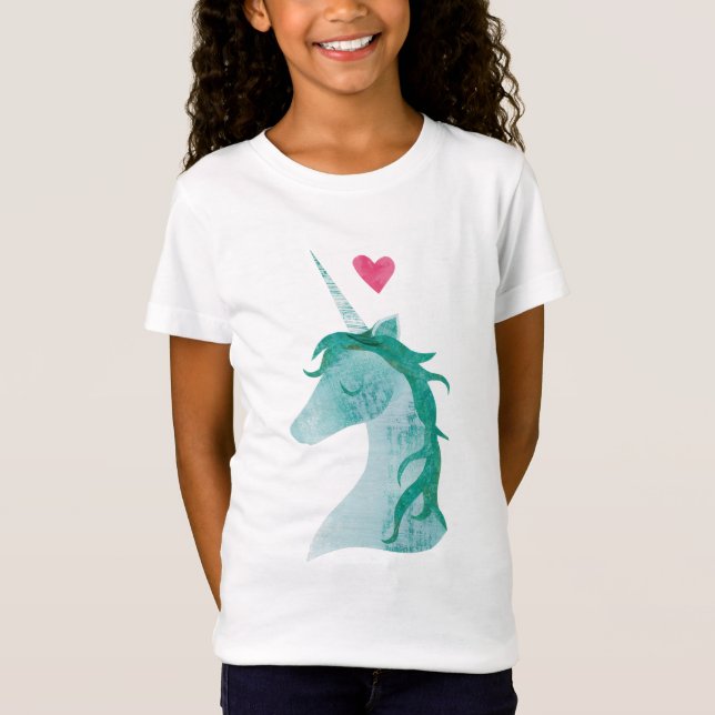 Blaue Einhorn-Magie mit Herzen T-Shirt (Vorderseite)
