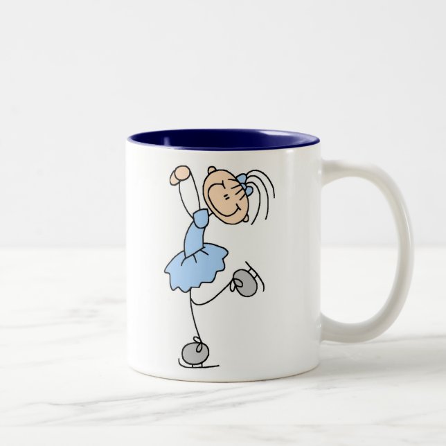 Blaue Eis-Skaten-Mädchen-Tasse Zweifarbige Tasse (Rechts)