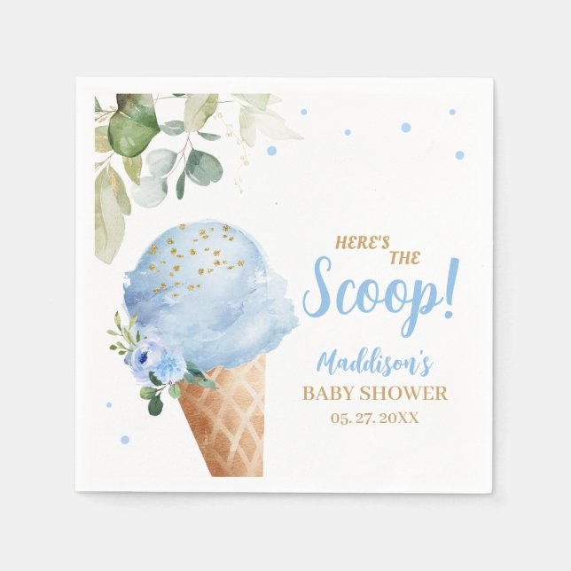Blaue Eiscreme-Baby-Party Serviette (Vorderseite)