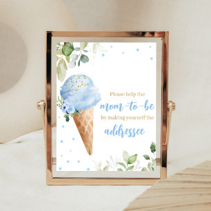 Blaue Eiscreme-Baby-Shower-Umschlag-Stationsschild Poster