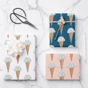 Blaue Eiscreme mit Sprinklen Moderne Niedliche Geschenkpapier Set