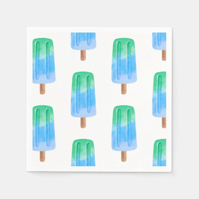 Blaue Eispops Geburtstag Junge Serviette (Vorderseite)
