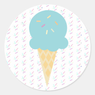 Blaue Eistüten-Sprinkles Sterne Punkte Runder Aufkleber