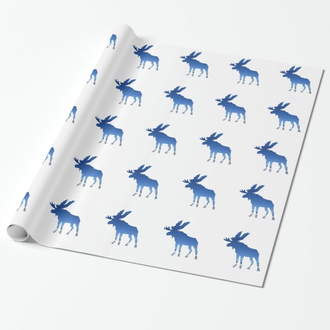 blaue Elche Geschenkpapier (Ungerollt)