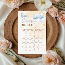Blaue Elefant-Baby-Shower-Bingo-Spielkarte Wolke