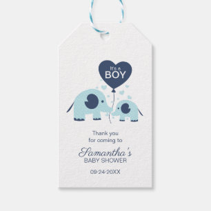 Blaue Elefant-Baby-Shower-Dankeschön-Geschenk Geschenkanhänger