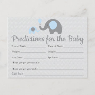 Blaue Elefant Baby Vorhersage Karten Babyparty