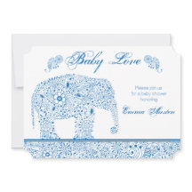 Blaue Elefant-Babyparty-Einladung