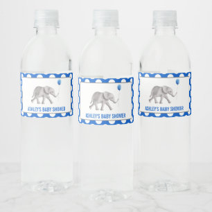 Blaue Elefant-Babyparty-Wasser-Flaschen-Aufkleber