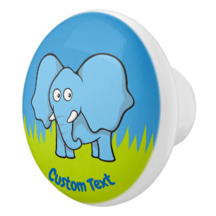 Blaue Elefant Cartoon Keramik Knopf Keramikknauf