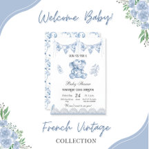 Blaue Elefant-Chinoiserie-Baby-Shower-Einladung