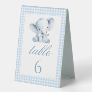Blaue Elefant Erdnuss Baby Jungen Dusche Tisch Zah Tischaufsteller