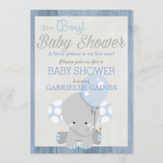 Blaue Elefant-Jungen-Babyparty-Land-Einladung Einladung
