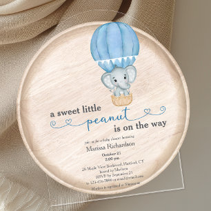 Blaue Elefanten-Baby-Party für Jungen Torbogen Acryleinladungen