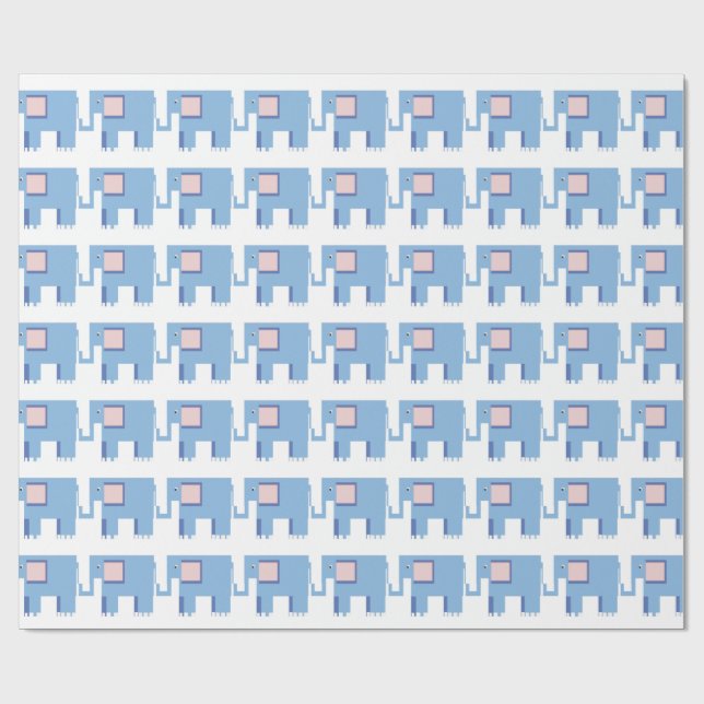 Blaue Elefanten-Babybriefe Geschenkpapier (Flach)