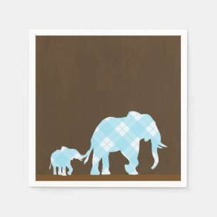 Blaue Elefanten Braune Trendige Moderne Babyparty Serviette