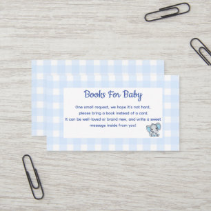 Blaue Elefanten-Bücher für Baby Shower-Einlage Visitenkarte