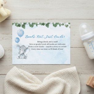 Blaue Elefanten-Bücher für Baby Shower Karte