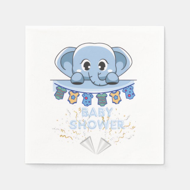 Blaue Elefantenbaby-Dusche Serviette (Vorderseite)