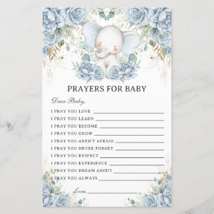 Blaue Elefantengebete für Baby Shower Aktivität