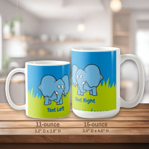 Blaue Elefantenkaffee Cartoon Tasse