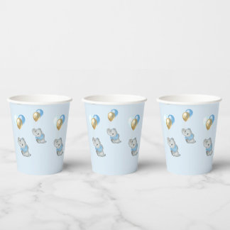 Blaue Elefantentassen Baby-Party Pappbecher