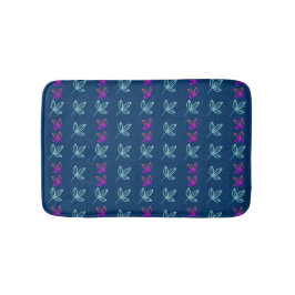 Blaue Elegan Green&Pink Blätter Muster Badematte