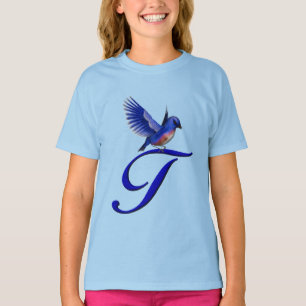 Blaue Elegant Monogramm Anfangs T T-Shirt