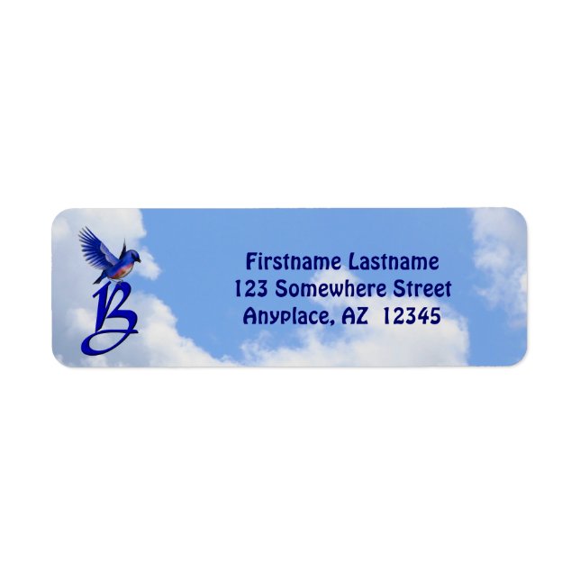 Blaue Elegant Monogramm Anfangsbuchstabe B Rücksen (Vorne)