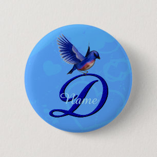 Blaue Elegant Monogramm Anfangsbuchstabe D Persona Button