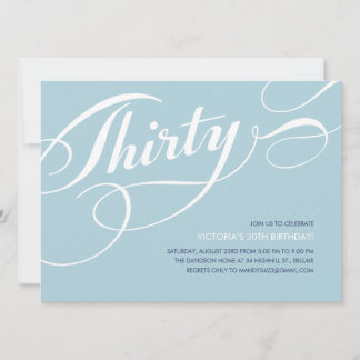 Blaue elegante 30. Geburtstags-Einladungen Einladung