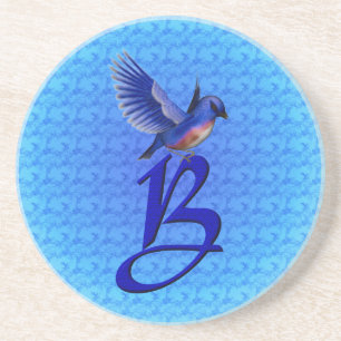 Blaue Elegante Anfangsbuchstabe B Monogramm Getränkeuntersetzer