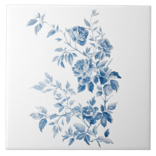 Blaue elegante Blumen-Vintage-Design Fliese