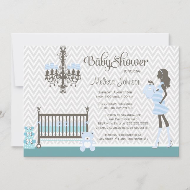 Blaue elegante einladung (Vorderseite)