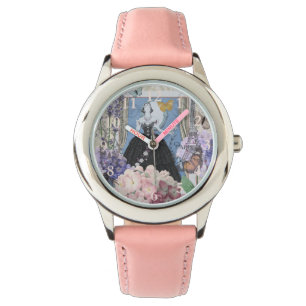 Blaue elegante Frau Blumen-Kleid Armbanduhr