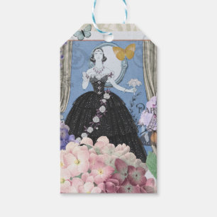 Blaue elegante Frauenblumenrobe elegant Geschenkanhänger