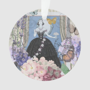 Blaue elegante Frauenblumenrobe elegant Ornament