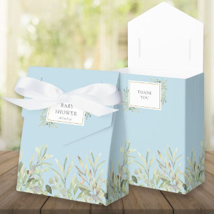Blaue elegante Grüne Blätter Baby Shower Geschenkschachtel