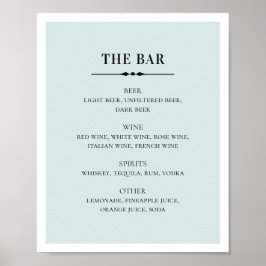 Blaue, elegante Hochzeit. Bar mit einfachen Alkoho Poster