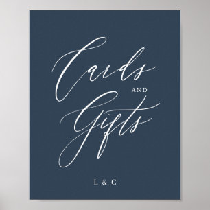 Blaue, elegante Hochzeitskarten - Geschenke Poster