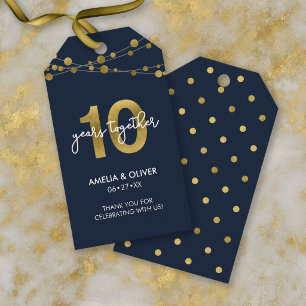 Blaue Elegante Lichter 10. Hochzeitstag Geschenkanhänger