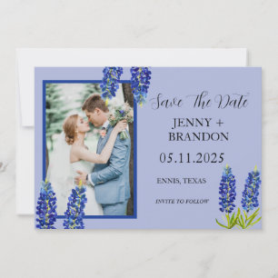 Blaue Elegante Moderne Blaue Blumen Foto  Save The Date